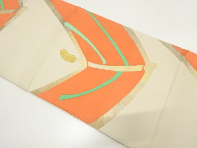 JAPANESE KIMONO / ANTIQUE ABSTRACT PATTERN WOVEN FUKURO OBI (MATERIALS